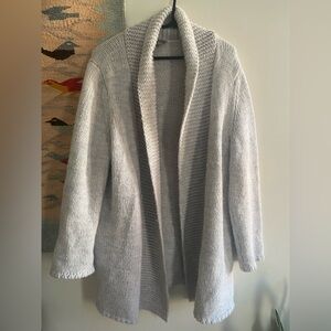 J. Jill Light Gray Open-Front Shawl-Collar Cardigan